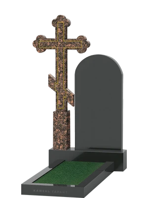 Округлый памятник с объемным гранитным крестом